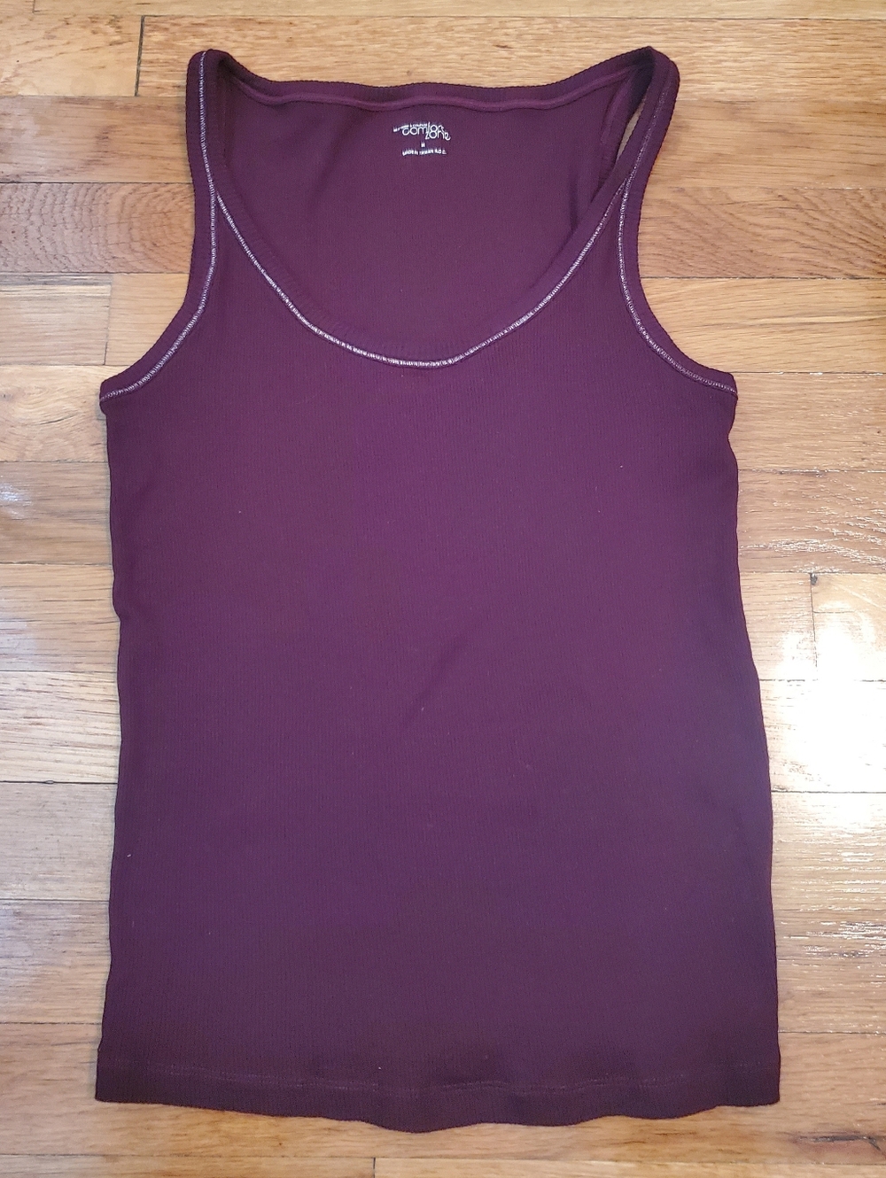 New York & Company Ribbed Tank Top - Burgundy